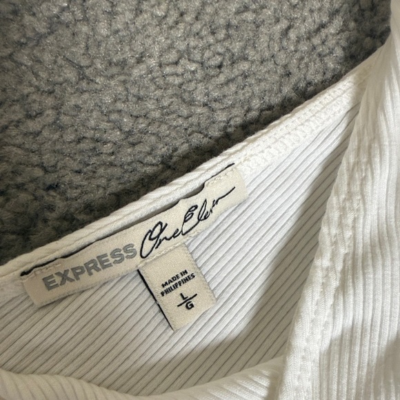 Express White Ribbed Tank Top - Picture 2 of 3